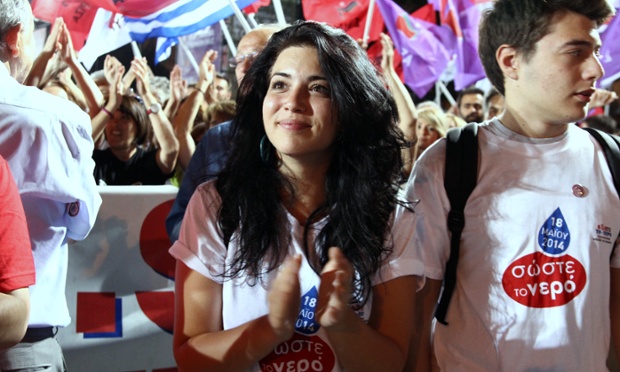 Attractive young Greek people used to make a politics article more enticing.  Photograph: Orhan Tsolak/Alamy 