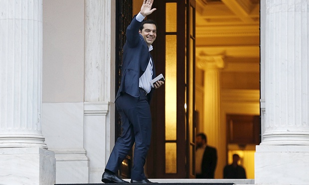 Greek prime minister Alexis Tsipras - is democracy champion waving or drowning? Photograph: Alkis Konstantinidis/Reuters